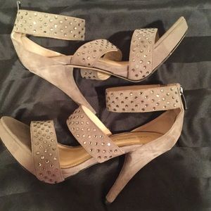 Via Spiga Crystal Suede Ankle Strap Heels Size 6